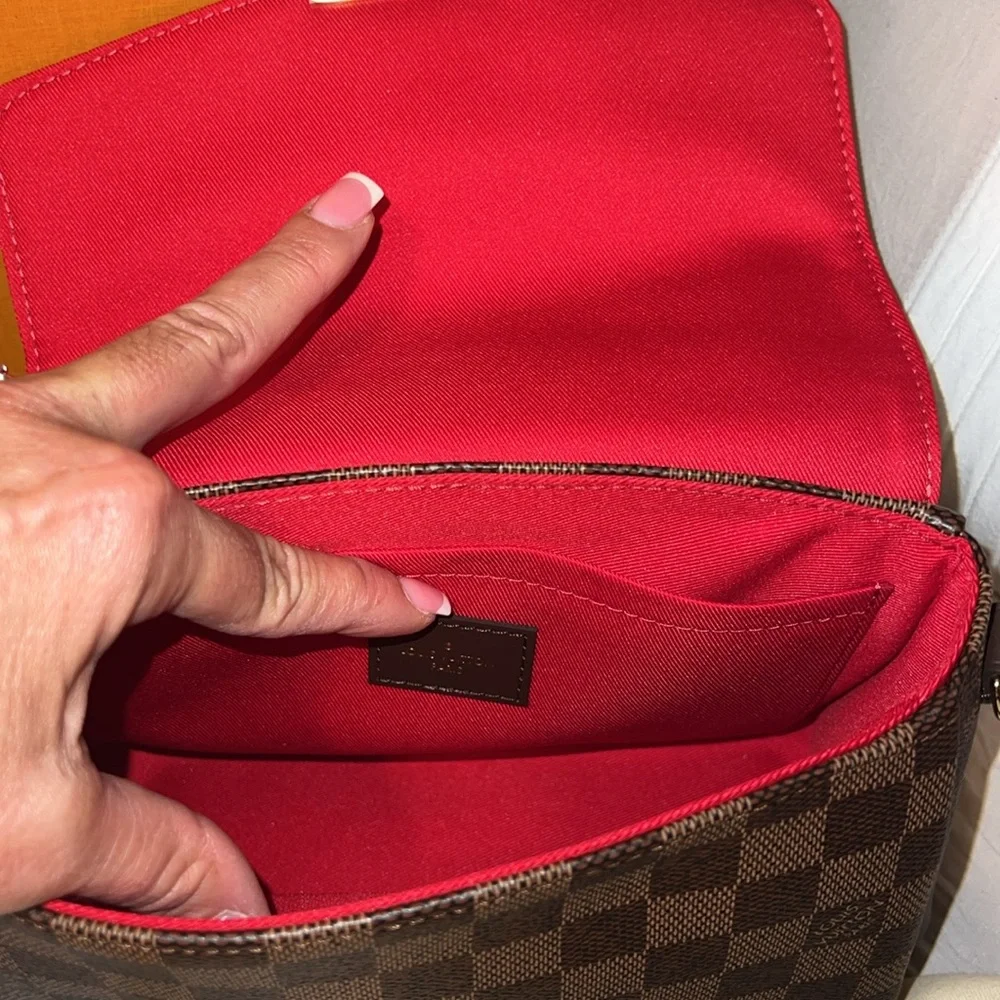 Louis Vuitton Brown Damier Ebene Crossbody Bag with Gold Hardware